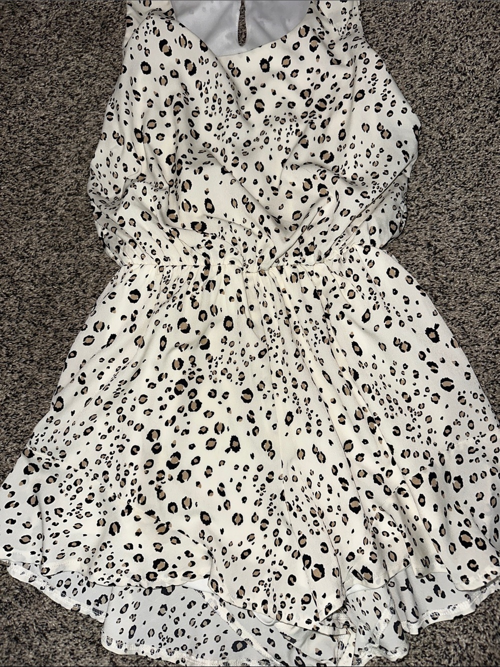 NWT- L Love- Cream Leopard-Print Tie-Shoulder Jumpsuit